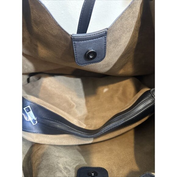 SANDRA ROBERTS SQUARED Leather Black Shoulder Bag - Picture 3 of 10